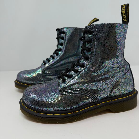 Dr Martens Boots Women's 7 Gray Metallic Iridescent Pascal AW004 SK06S - Picture 2 of 14